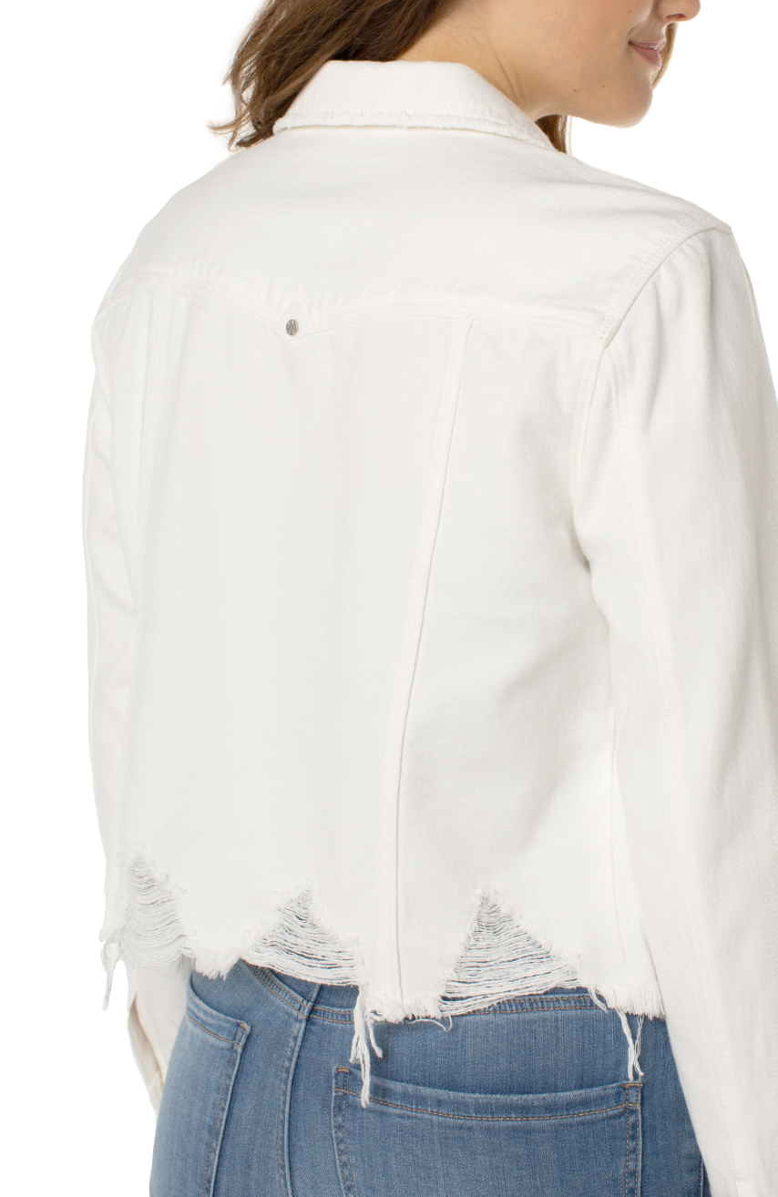 Distressed Denim Jacket in Ecru – Silver Wings Boutique